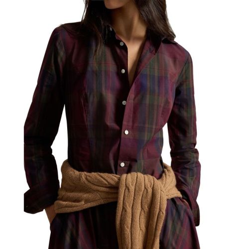 WOVEN-SHIRT DRESS-DRESSES 2059 MERLOT-GRE